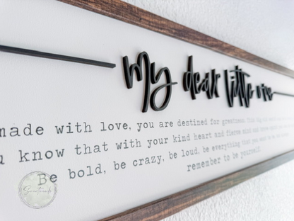 My Dear Little One Nursery Sign | Long Horizontal Nursery Wall Art | Baby Room Decor