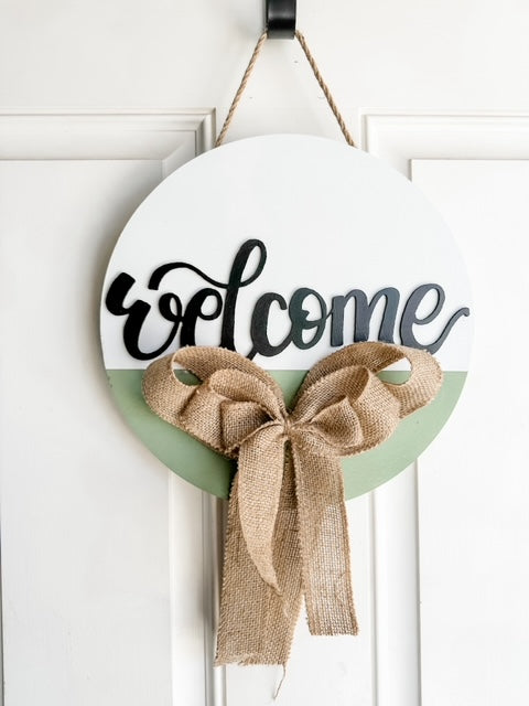 Round Welcome Sign - Raised Letters